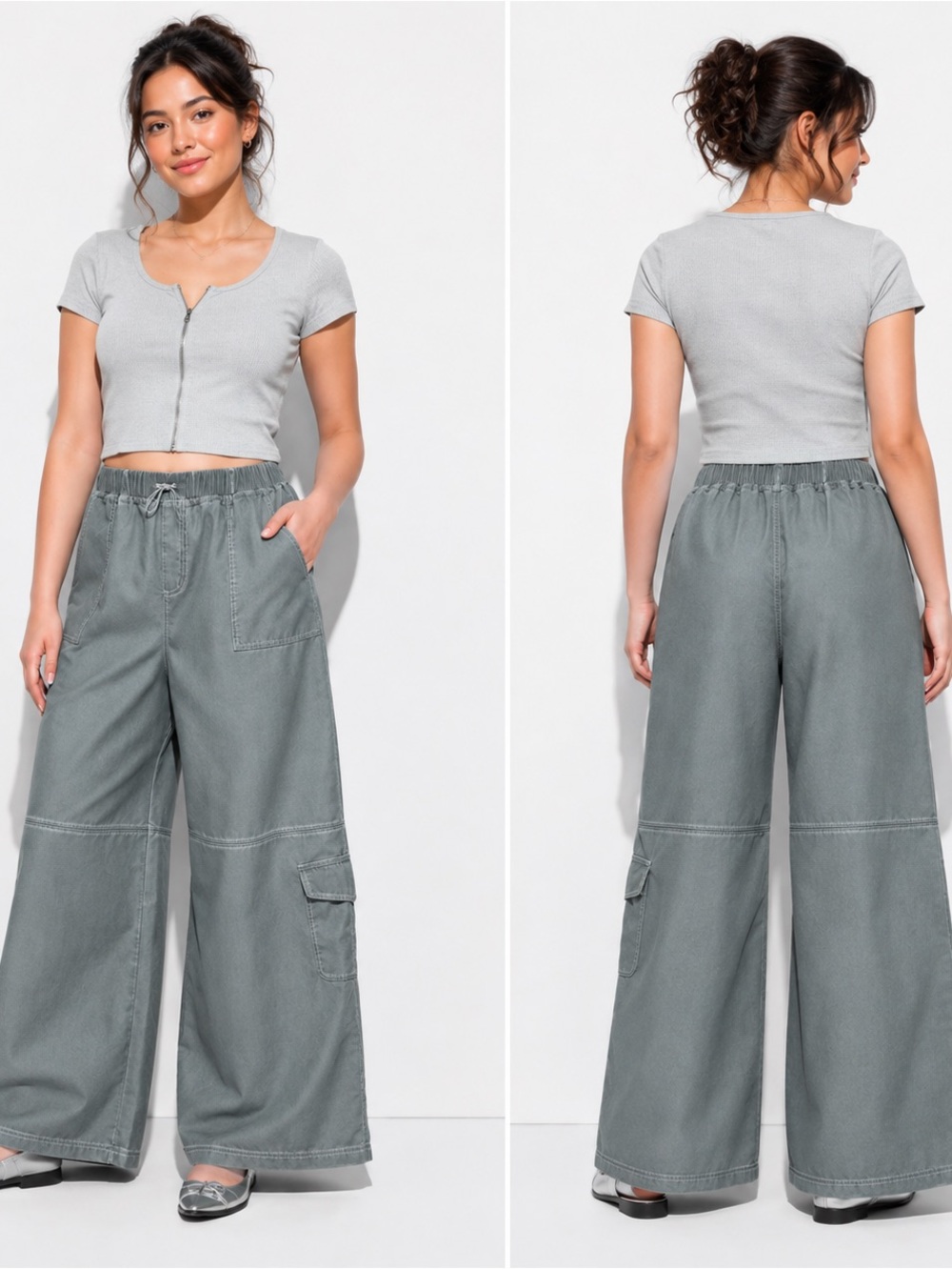 Wild Fable Women’s XXS Light Teal Blue Wide Leg Cargo Parachute Pants NWT Y2K